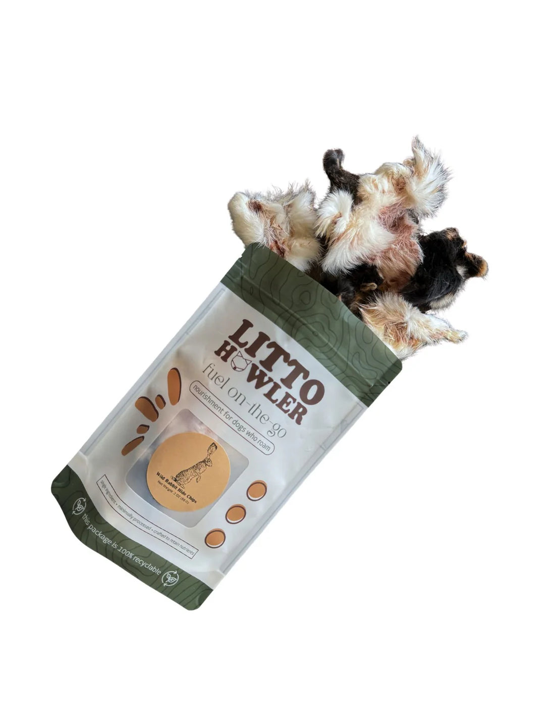Dehydrated Wild Rabbit Hide Chips | Litto Howler