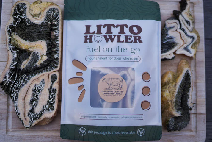 Freeze-Dried Grass-Fed Beef Green Tripe Chunks | Litto Howler