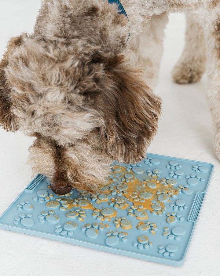 Blue Large Paw Print Enrichment Lick Mat