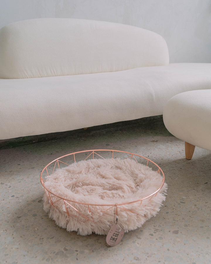 Rose Gold Wire Cat Bed with Anti-Stress Cushion