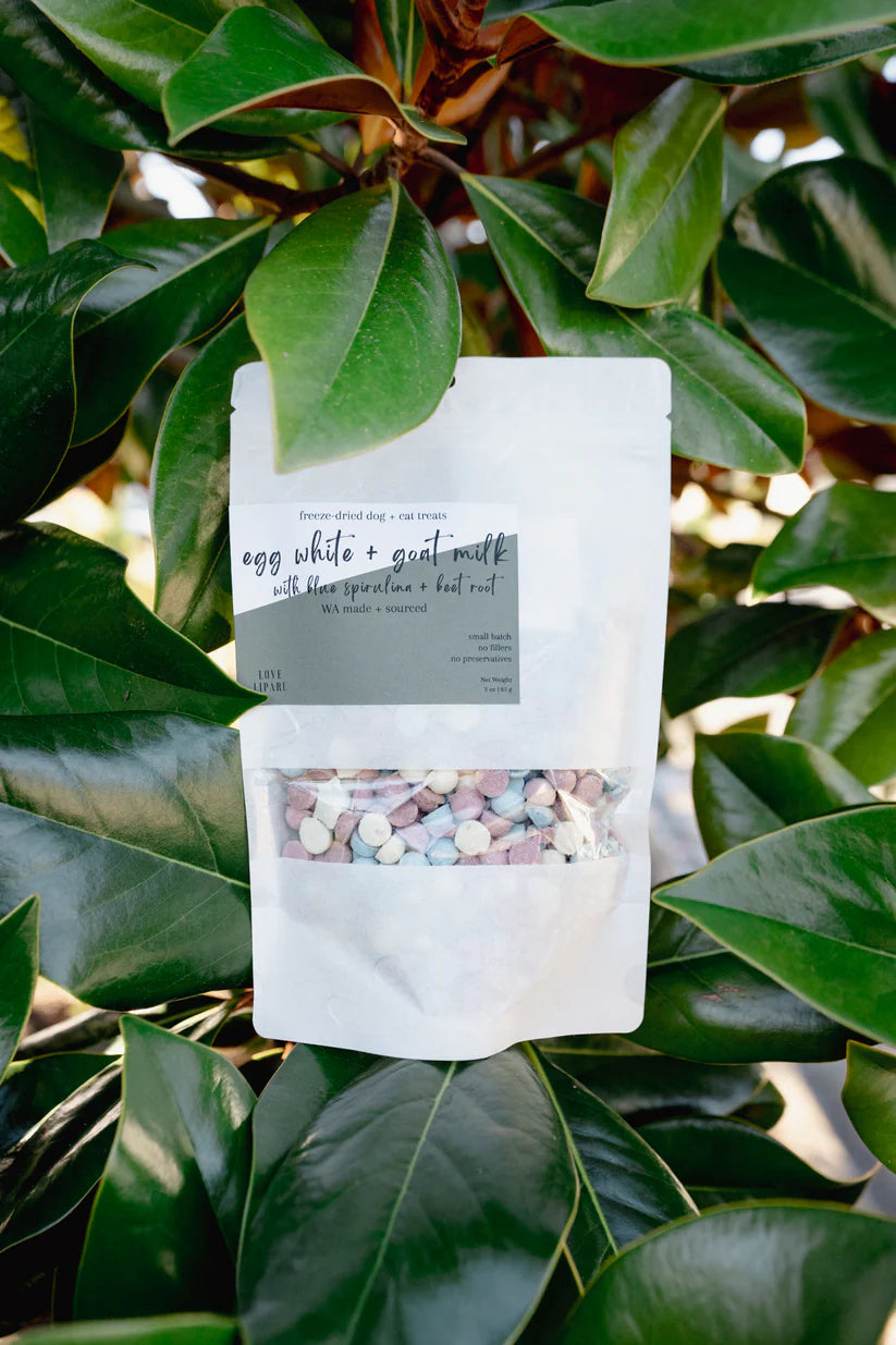 Egg White & Goat Milk with blue spirulina + beet root | Freeze-Dried Dog + Cat Treat