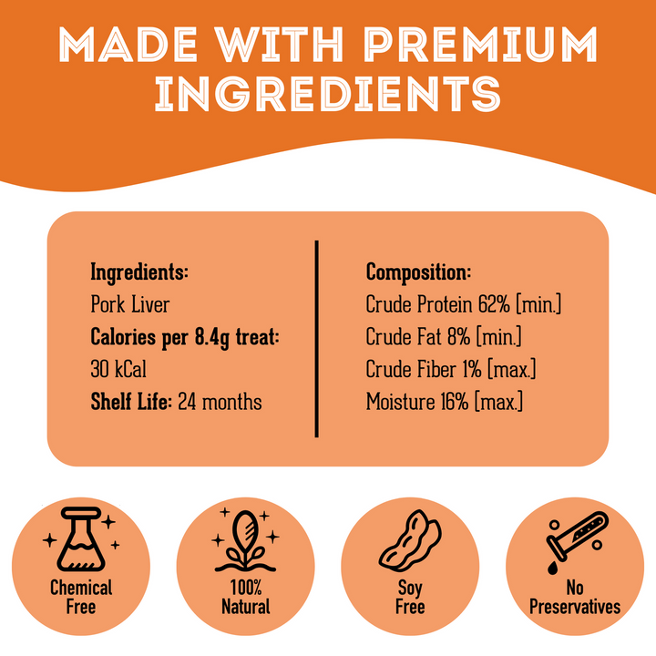 Premium Dehydrated Protein Pork Liver Treat For Dogs & Cats