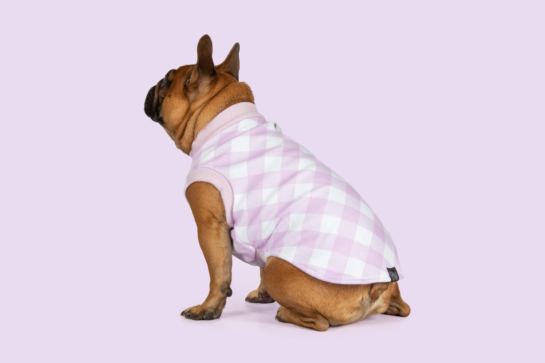 Dog Fleece Pyjamas | Berry Gingham