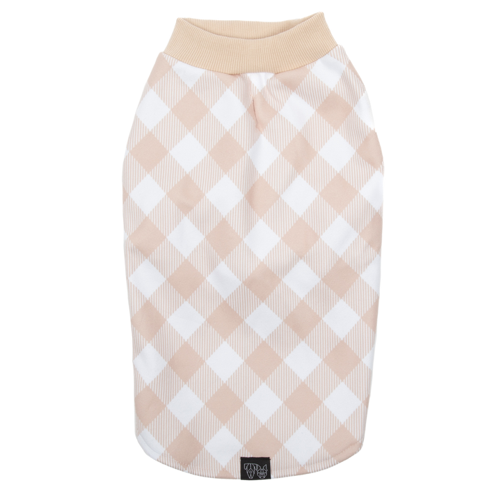 Dog Fleece Pyjamas | Latte Gingham