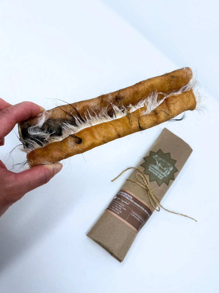 Grass-Fed Beef Hide Roll Chew Fur-On | Litto Howler
