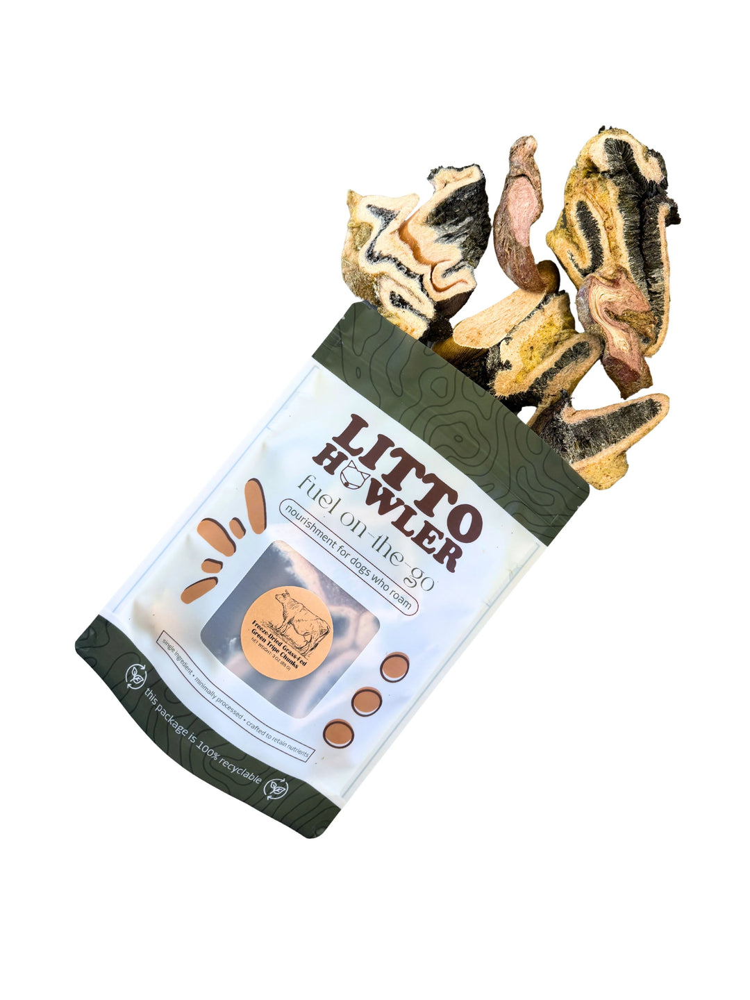 Freeze-Dried Grass-Fed Beef Green Tripe Chunks | Litto Howler